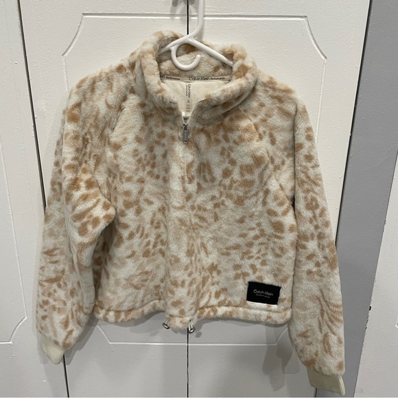 Calvin Klein Performance Faux Fur 1/4 Zip Jacket - Picture 1 of 10